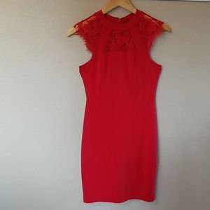 Express| Red Mini Dress| Lace Back